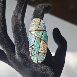 Elegant Gold and Blue Mosaic Ring